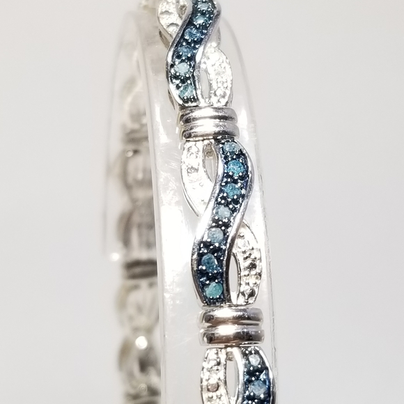 SS Blue & White Diamond Bracelet7